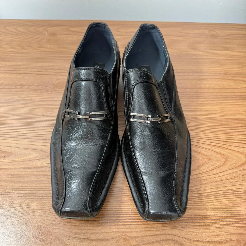 Alberto Fellini Loafers Mens 7.5 Black Wilson 02 Square Bit‎ Slip On Dress Shoe